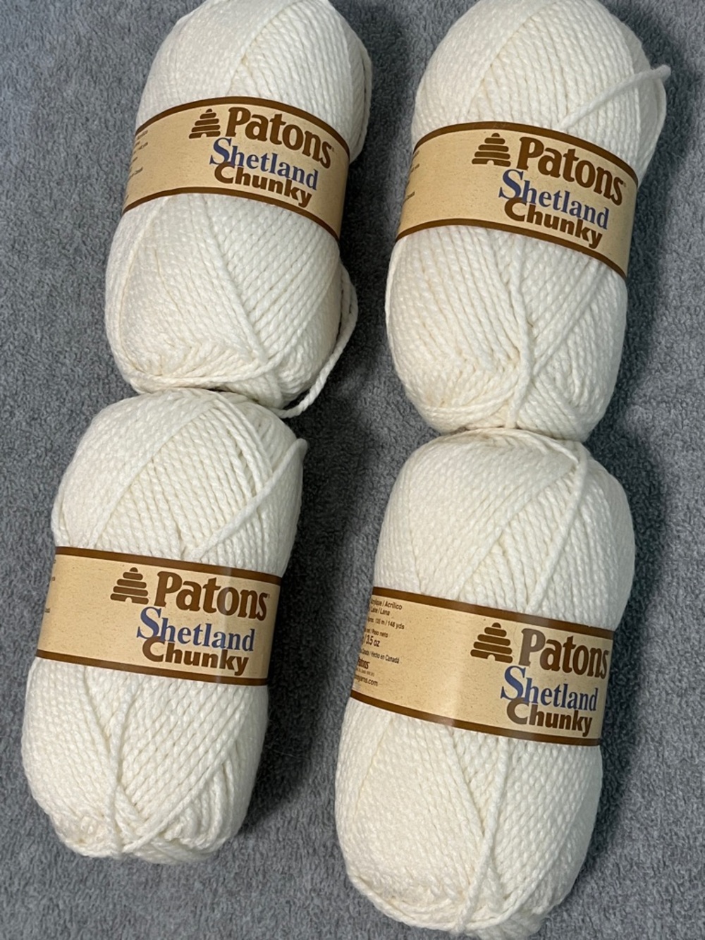 Patons Shetland Chunky Yarn Bundle Lot Wool Blend Ivory Crochet Knitting Crafts